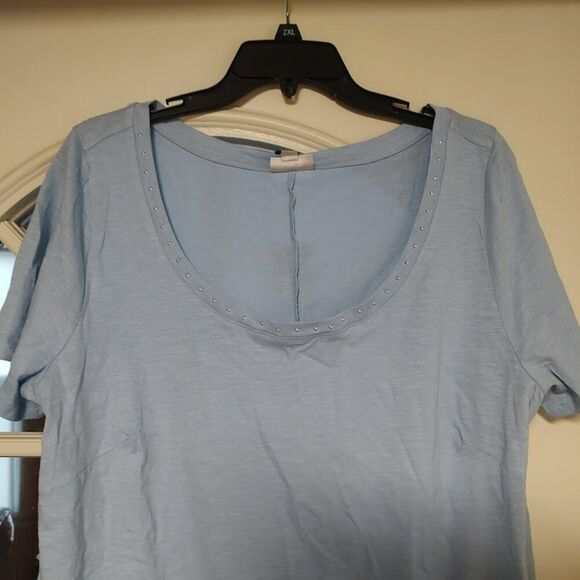 New Avenue Chambray Blue Swiing Trim Top Size Women's 16 - Picture 2 of 2